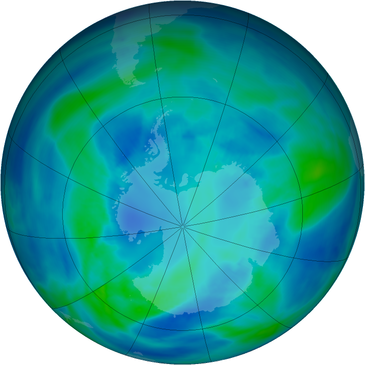 Antarctic ozone map for 12 April 2007